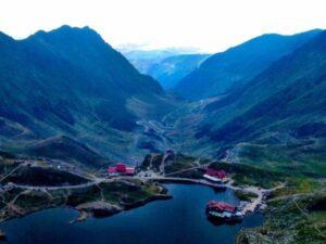 view of lacul balea in fagaras mountains