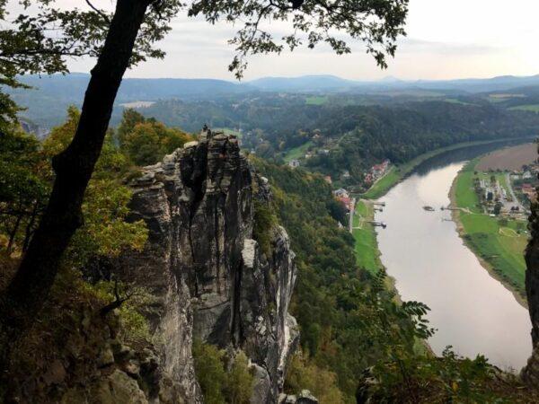 view of elbe river from bastei in saxon switzerland