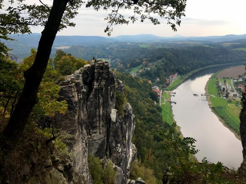 view of elbe river from bastei in saxon switzerland