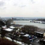 view of frozen danube river from belgrade castle