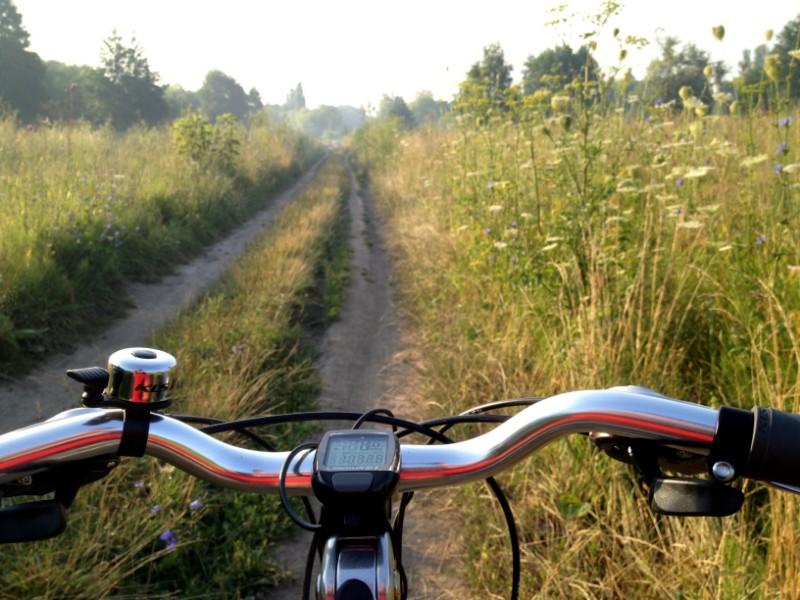 riding bicycle in ukrainians plains