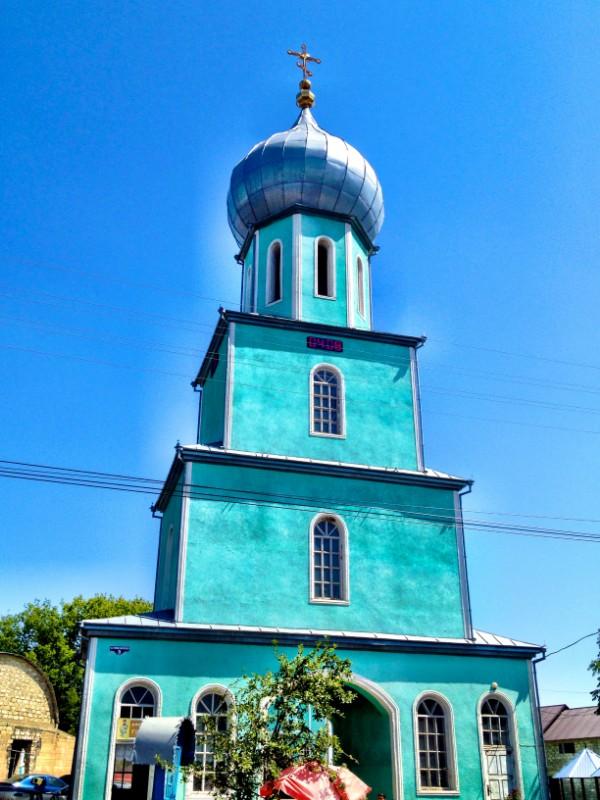 blue church tower in chisinau