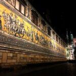 mural of cavalrymen along long street in dresden germany