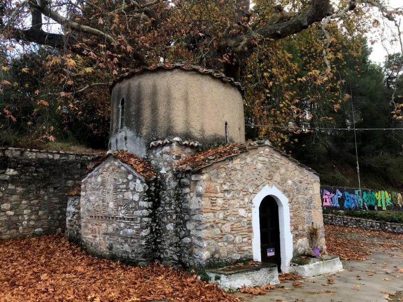 small 13th century church in forest of Euboea Greece