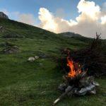 bonfire on mount kyllini in greece