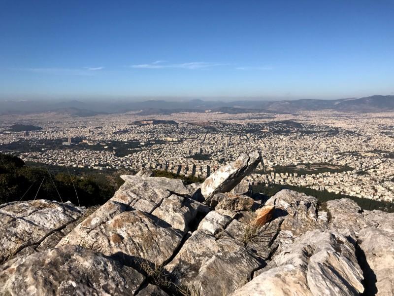 view of athens from mount hymettus