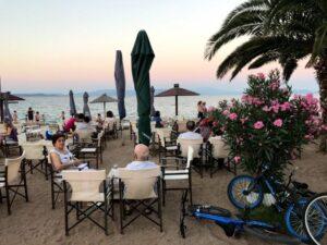 sunset from nea makri beach in attica, greece