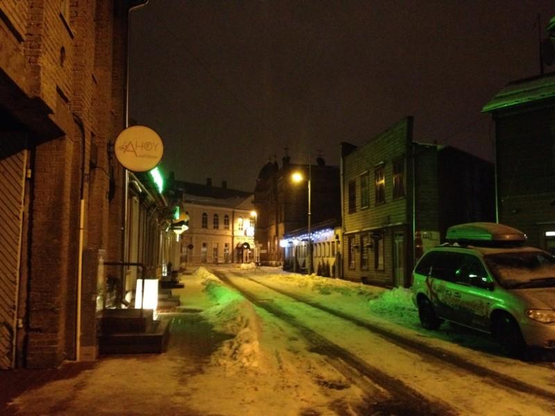 night street in pärnu, estonia