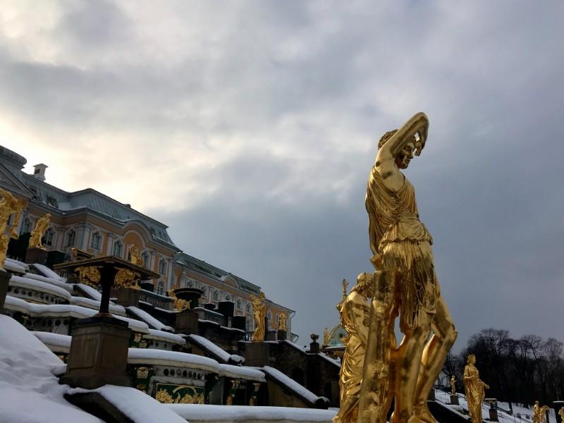 A trip to Peterhof Palace in Saint Petersburg in winter