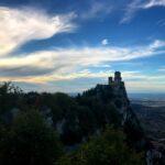 San marino castle under beutiful blue sky with soft clouds