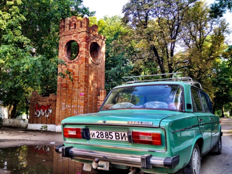 old green lada car in bershad
