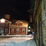 valga town council by night in the winter