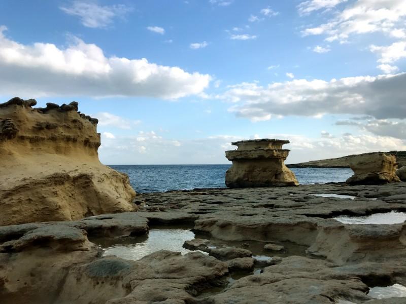 white rock formations east malta