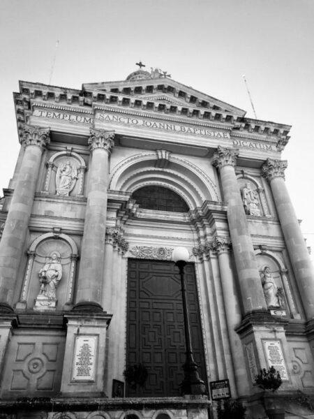 xewkija gozo malta rotunda church black and white