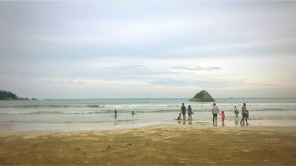 Pyramid isle offshore from Weligama beach in sri lanka