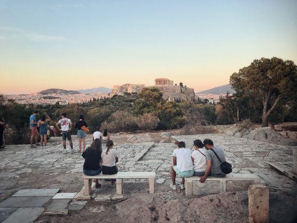 View of the Acropolis from the Andero philopappos park