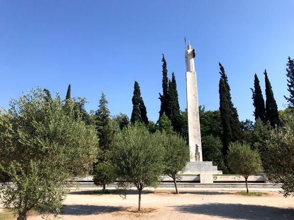 pedion areos park athens greece statue of athena