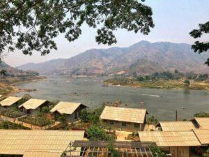 driving along the mekong river in thailand