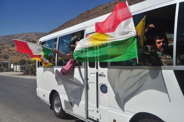 Kurdish people celebrating result of iraqi election 2021 in Choman village