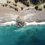 best beaches on evia island, limnionas beach drone vertical photo