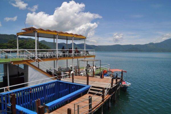 Floating restaurant in lake Coatepeque, el salvador