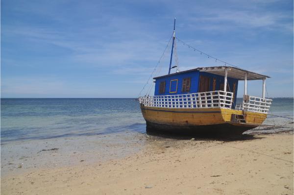 Beached boat at ifaty beach tulear madagascar