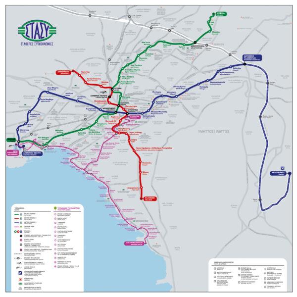 athens greece subway metro and tram railway map
