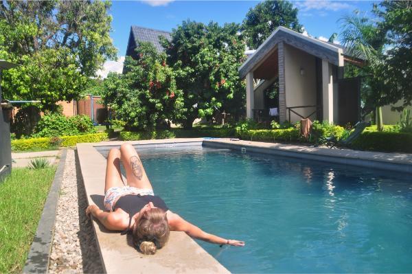 Chilling by the pool at an Ampefy guesthouse in Madagascar