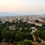 view from areopagus hill in athens greece