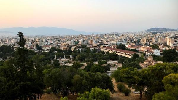 View of the Agora and northern Athens from the Areopagus Hill