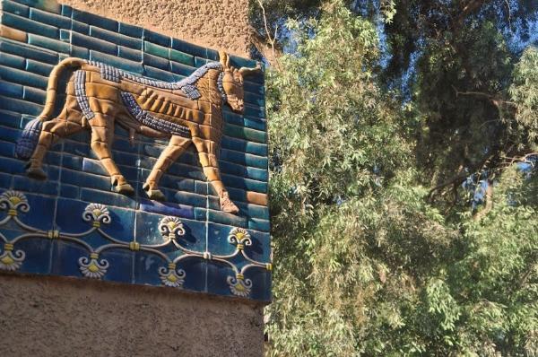 Replica of a relief of some kind of holy cow in ancient babylon