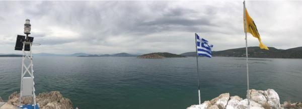 View from agios nikolaos beach church to the Argolic Gulf