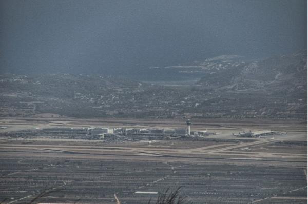 view of athens airport from Mount Hymettus top