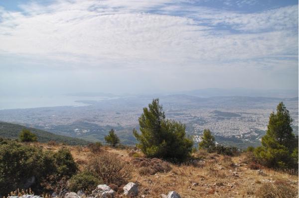 view of athens from Mount Hymettus