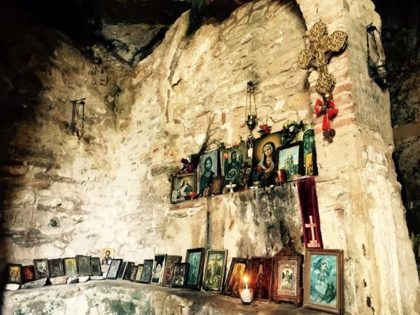 Icons collection in the church by davelis cave on mount pentelicus