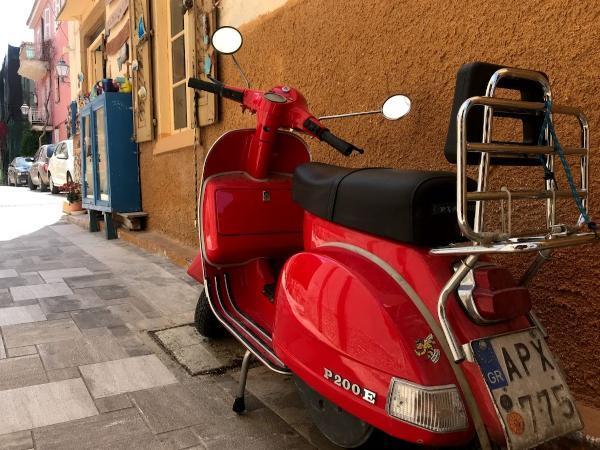 Red Vespa in nafplio greece