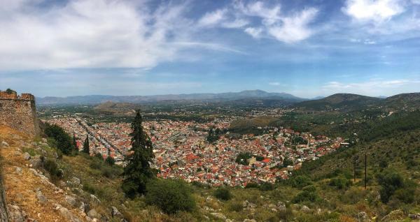Panoramic view of Nafplio city from Palamidi Castle