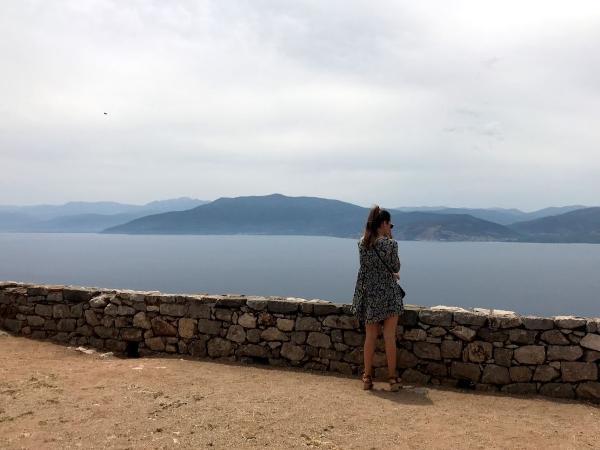 Marveling at the sea from palamidi fortress in nafplio greece