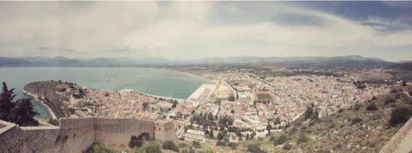 Nafplio, Acronauplia, and the Argolic Gulf from Palamidi