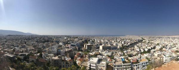 Panoramic south view from Philopappos Hill athens greece
