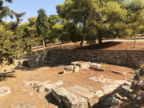 Remnants of Athens' ancient fortification pnyx hill