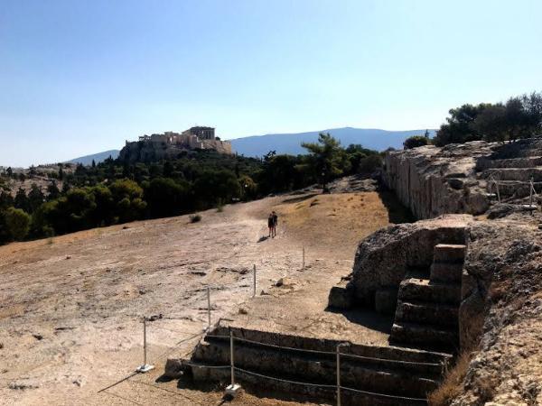 The Bema of pnyx and overlooking the Acropolis