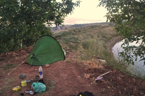camping by lake along the lebanon mountain trail