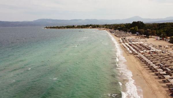 Aerial view of Alykes Beach, chalkida, greece