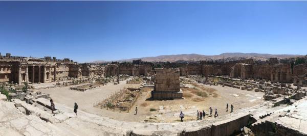 Panorama of the Great Court, baalbek archeological site, lebanon