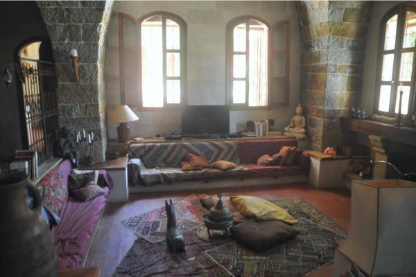 Living room of old traditional house in bsharri, lebanon
