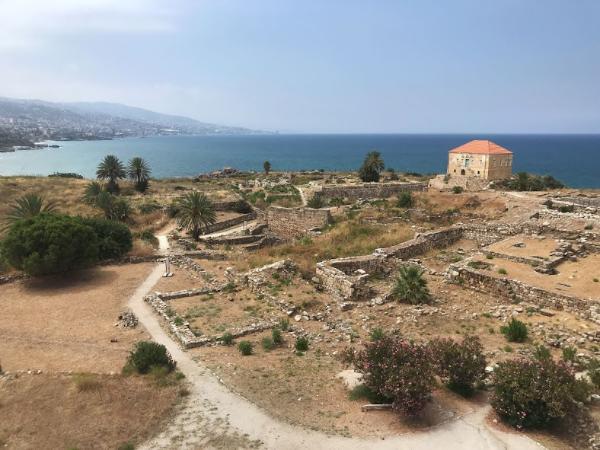 View of byblos archeological site from the castle