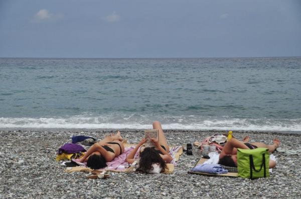 Chilling at Chiliadou Beach, evia island, greece