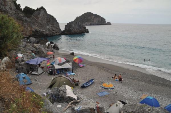 Free camping at Chiliadou Beach, evia, greece