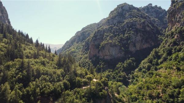 Gorge fork in qadisha valley, lebanon mountain trail